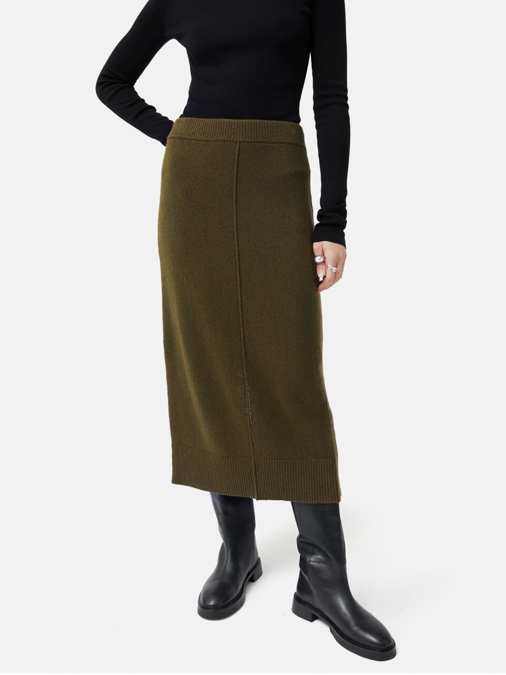 Jigsaw Olive Green Knit Midi Skirt